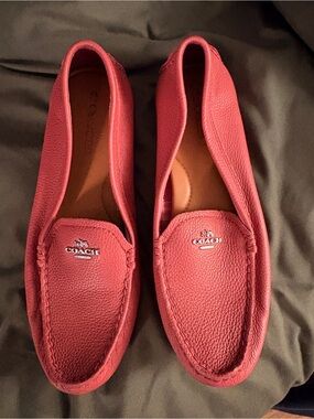 Coach Pink Pebbled Leather Slip-On Loafers